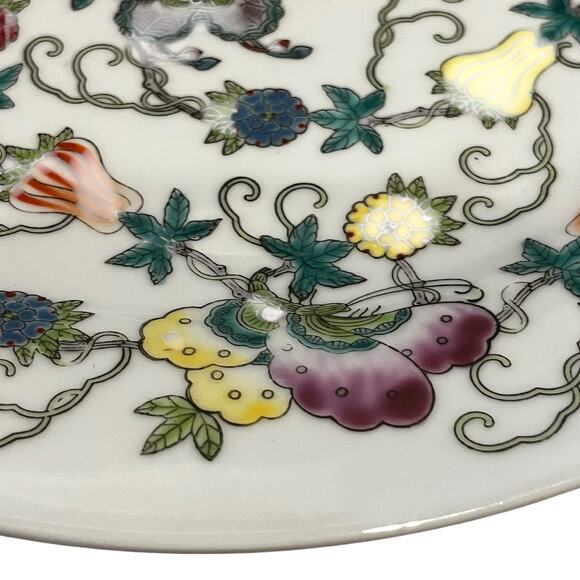 Chinese 10” Plate Butterflies, Flowers, Gourds, and Vines - Picture 5 of 8